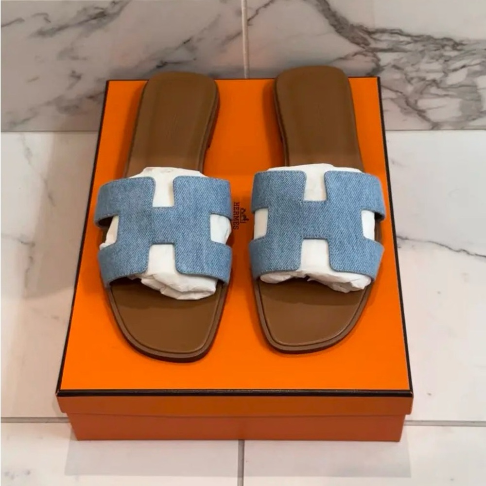 Hermes Denim Oran Sandals!